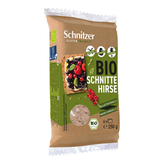 Bezlepkový prosový chlieb plátky bio 250g Schnitzer