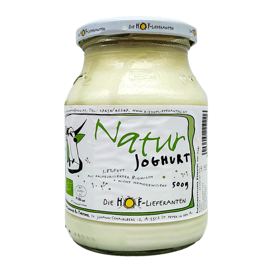 Jogurt biely v skle 3,6% bio 500g Hoflieferanten