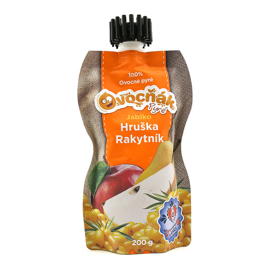 Ovocné pyré jablko, hruška, rakytník 200ml Ovocňák