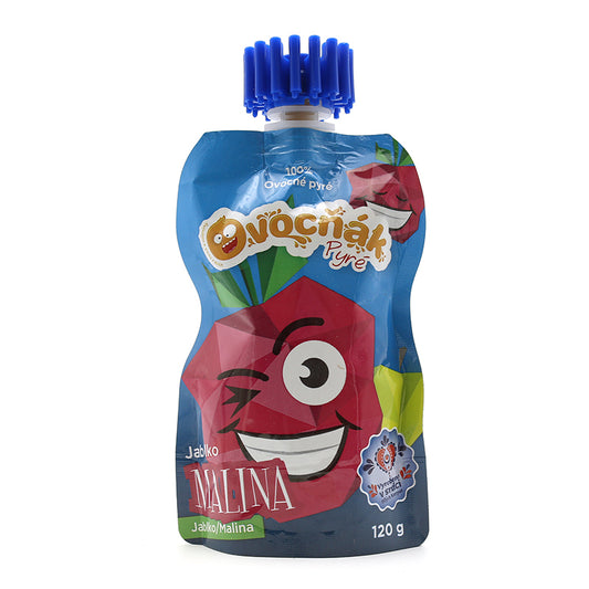 Ovocné pyré jablko, malina 120g Ovocňák