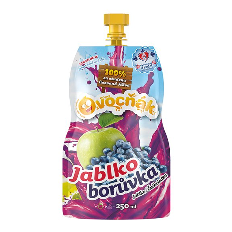 Ovocná šťava jablko, čučoriedka 250ml Ovocňák
