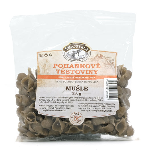 Bezlepkové cestoviny pohánkové mušličky 250g Šmajstrla